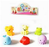 OBL913579 - 搪胶动物套浴
室玩具（海洋
动物可喷水）