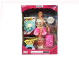 OBL915465 - 11.5 inch solid 9 joint fashion skirt Barbie with small suitcase and stroller hat