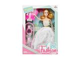 OBL915482 - 11.5 inch live hand wedding dress Barbie with large necklace blister and butterfly comb