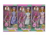 OBL915483 - 11.5 inch solid 9 joint nurse Barbie with large stethoscope blister accessories 3 mixed