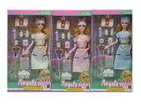 OBL915484 - 11.5 inch solid 9 joint nurse Barbie with nurse suit medical blister 3 mixed