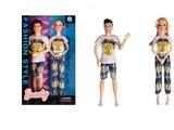 OBL915496 - 11.5 inch solid 12 joint fashion couple Barbie with headphones 2 one box