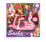 OBL916479 - 11寸半大娃娃配大摩
托车，帽子，梳子，
锁头，气球，小猫