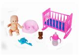 OBL920033 - 搪胶娃娃配婴儿摇床套装