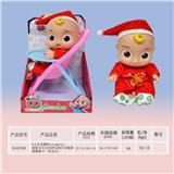 OBL921164 - 8寸全身搪胶cocomelon超级宝贝JOJO西瓜校巴圣诞款配餐椅子（带音乐）