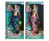 OBL921431 - 14寸实身透明尾美人鱼带皇冠（带主题音乐+七彩灯光功能  2色混装）