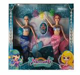 OBL921433 - 两只装 14寸实身透明尾美人鱼（带主题音乐+七彩灯光功能2PCS）