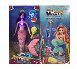 OBL921445 - 14寸实身水晶裙美人鱼带梳子（带主题音乐+七彩灯光功能  ）