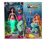 OBL921447 - 14寸实身绿尾美人鱼带梳子（带主题音乐+七彩灯光功能  ）