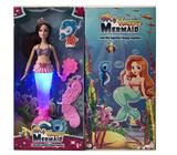 OBL921448 - 14寸实身粉尾美人鱼带梳子（带主题音乐+七彩灯光功能  ）