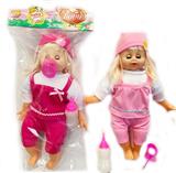 OBL925426 - 18寸棉身搪胶女孩公仔
娃娃带12声IC,配奶瓶，奶嘴