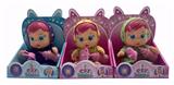 OBL928979 - 第7代10寸搪胶秋叶和钻石冰雪姐妹和雪宝哭泣娃娃带毛绒加暖带四声音乐带流眼泪功能，带吸水奶瓶，带奶嘴   3款毛绒布料哭泣娃娃混装