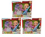 OBL928989 - 10寸搪胶cocomelon超级宝贝带4首主题音乐和圣诞主题音乐3款不同主题人物混装带过家家套装和尿不湿带学步骑