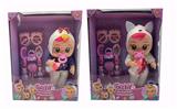 OBL929022 - 18寸搪胶KT猫、叮当猫哭泣娃娃带四声音乐cry Babies-Tutti Fritti带流眼泪功能，带吸水奶瓶，带奶嘴，带眼镜吸塑配件 2款毛绒布料版哭泣娃娃混装