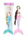 OBL929069 - 11寸实身长辫3D眼美人鱼公主 带灯光和音乐功能 包电