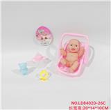 OBL938410 - 8寸搪胶娃娃配婴儿手提篮套装