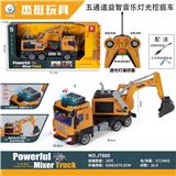 OBL943781 - 5通道益智音乐灯光挖掘车/包USB线+3.7V锂电池/遥控为5通（透光灯遥控器）/工程黄单色