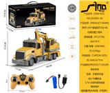 OBL951376 - 美式1:24六通遥控灯光2.4G对频挖掘工程车