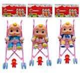 OBL957938 - 14寸搪胶头棉身cocomelon超级宝贝带主题音乐4首不同的主题音乐和圣诞音乐COCO带着毛绒塞棉小熊带大号推车,三款混装。都是正版音乐60秒