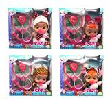 OBL960192 - 14寸搪胶哭泣娃娃会喝水真流眼泪带四声音乐DAD .Mother.Angry.Cry带奶嘴奶瓶听诊器套装尿不湿4款混装