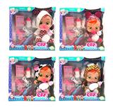 OBL960196 - 14寸搪胶哭泣娃娃会喝水真流眼泪带四声音乐DAD .Mother.Angry.Cry带奶嘴奶瓶护士用品套装尿不湿4款混装