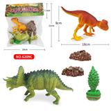 OBL962151 - 侏罗纪世界3：统治-PVC模型套装7寸微角龙+7寸大鼻角龙+火之花银剑菊+2块恐龙化石模型
