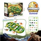OBL967844 - 电动恐龙积木轨道-球场跑道配霸王龙（80PCS）不包电