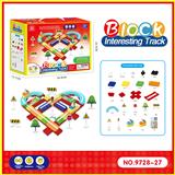 OBL967846 - 电动卡通积木轨道-桃心跑道配蓝色/橙色飞船(102PCS)不包电