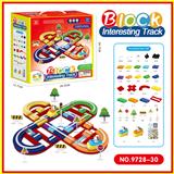 OBL967849 - 电动卡通积木轨道-四叶草跑道配蓝色/橙色飞船(152PCS)不包电