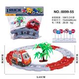 OBL971789 - ABS卡通电动音乐消防车轨道消防套装