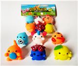 OBL975066 - 6只搪胶动物带哨子