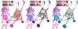 OBL977556 - 空心12寸奶嘴四声条纹裙女娃+推车餐具奶瓶（包2粒AG13电池）