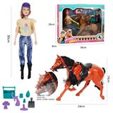 OBL986049 - 11.5寸有关节芭芘与小活动马（手动马叫声包AG13 2粒）