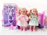 OBL989271 - 16寸直脚穿鞋铁眼喝水撒尿娃娃带英文IC，大号单层摇床，奶瓶和尿布（3件套)