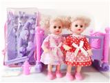 OBL989275 - 16寸直脚穿鞋铁眼喝水撒尿娃娃带英文IC，大号单层摇床，奶瓶和尿布（3件套)
